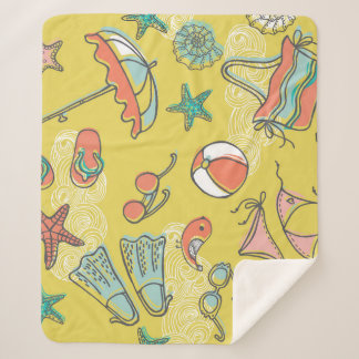 Beach Accessories: Summer Seamless Pattern. Sherpa Blanket