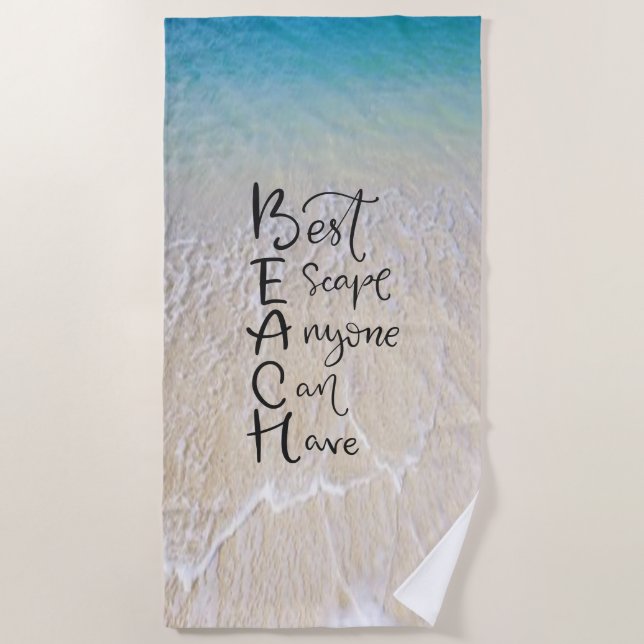 BEACH Acronym Fun Font With Ocean Waves On Towel (Front)