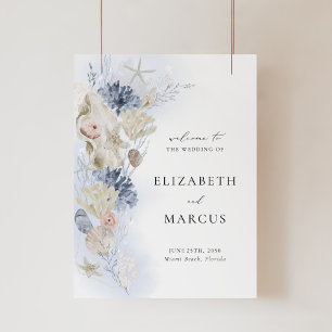 Beach Acrylic Wedding Welcome Sign Coastal Shell