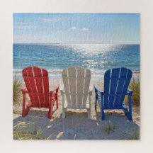 Beach Adirondack Chairs in Patriotic Colours