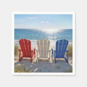 Beach Adirondack Chairs in Patriotic Colours Napkin