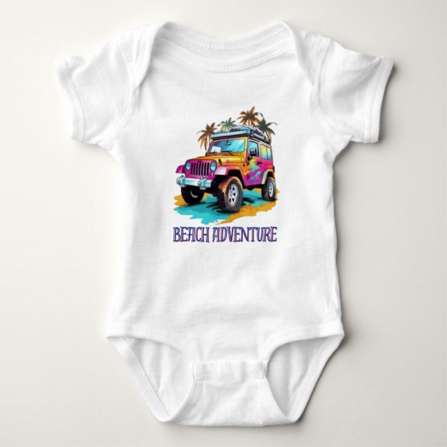 Beach Adventure Baby Bodysuit. Bodysuit (Front)