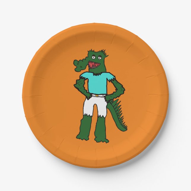Beach Alligator Birthday Paper Plate (Front)
