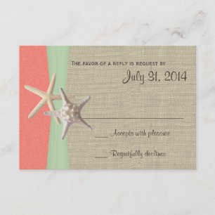 Beach Amore Shell Coral and Mint Response Card
