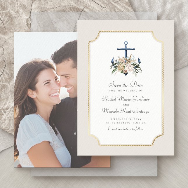 Beach Anchor Nautical Wedding Save the Date (Creator Uploaded)