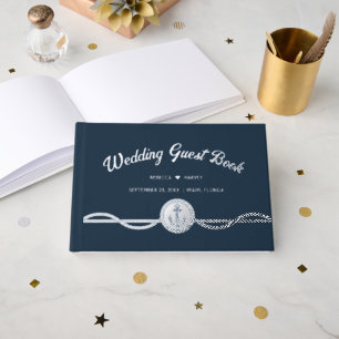 Beach Anchor Navy Coastal Nautical Wedding Foil Guest Book