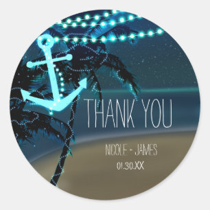 Beach Anchor & Palm Trees Wedding Favour Stickers