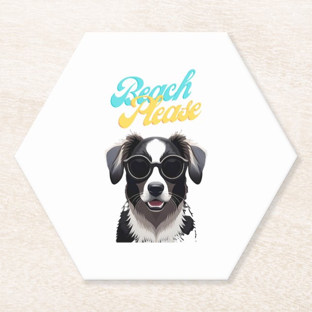 Beach and Dogs Paper Coaster (Front)
