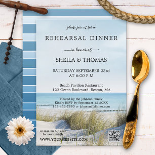 Beach and Dunes QR Code Rehearsal Dinner Invitation