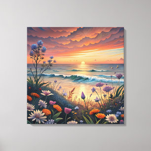 Beach and Floral Canvas Art