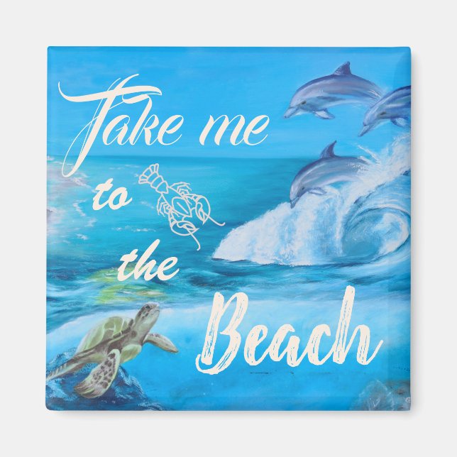 Beach and Marine Life Painting Magnet (Front)