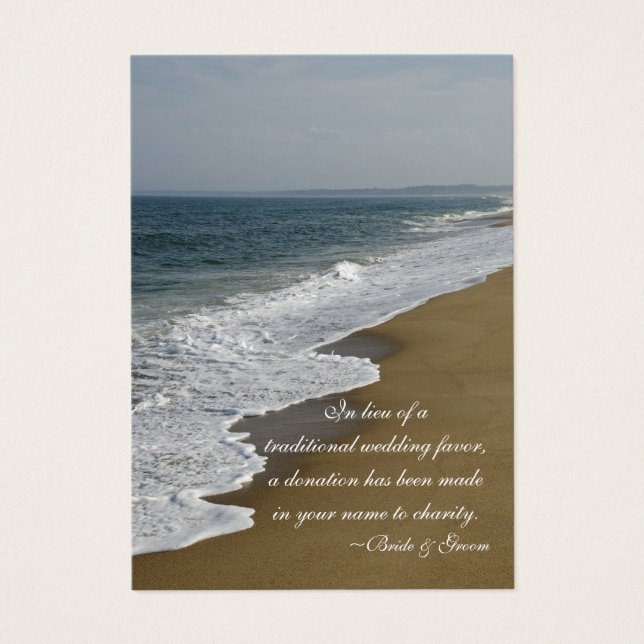 Beach and Ocean Wedding Charity Favor Card (Front)