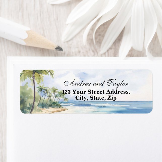 Beach and Palm Trees Return address label (Insitu)