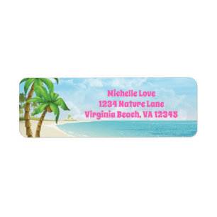 Beach and Palm Trees Tropical Address
