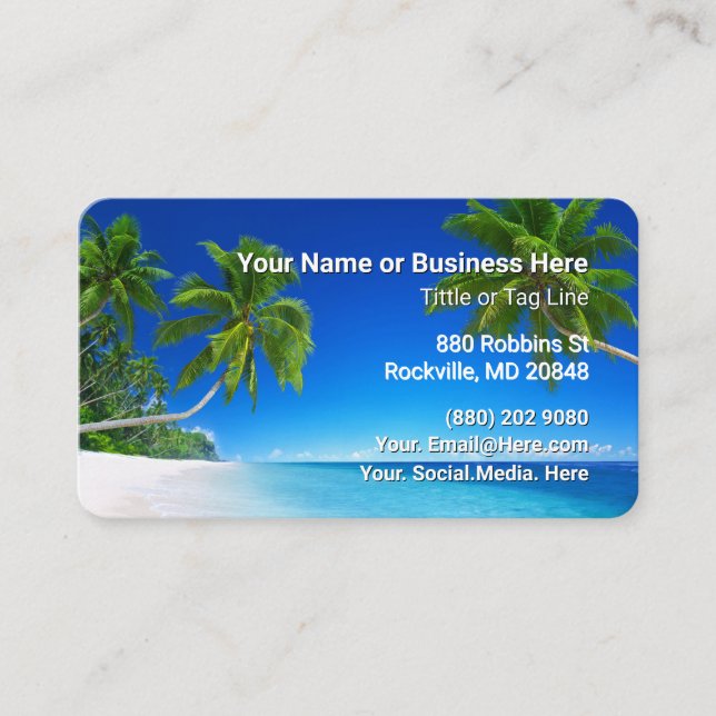 Beach and Palm Trees Tropical Business Card (Front)