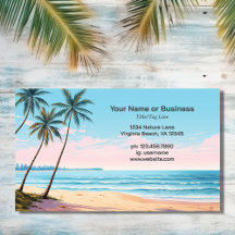 Beach and Palm Trees Tropical Business Card