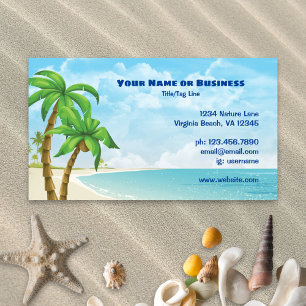 Beach and Palm Trees Tropical Business Card