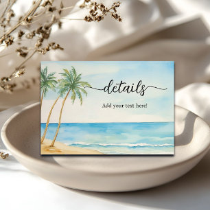 Beach and Palm Trees Wedding Details Enclosure Card