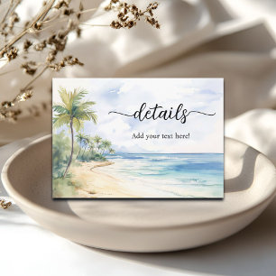 Beach and Palm Trees  Wedding Details Enclosure Card