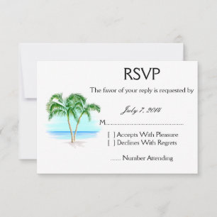 Beach And Palm Trees Wedding RSVP Card
