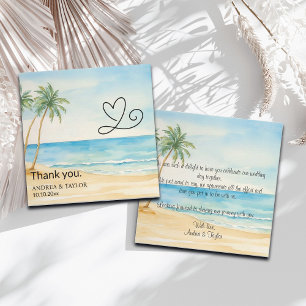 Beach and Palm Trees Wedding Thank You Card Note