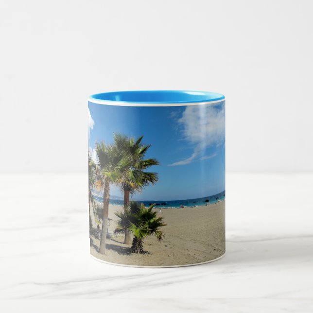 Beach and palms Two-Tone coffee mug (Center)