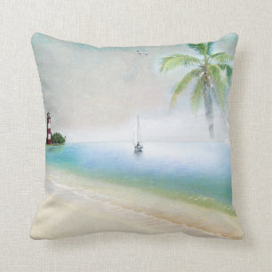Beach and Sailboat Pillow