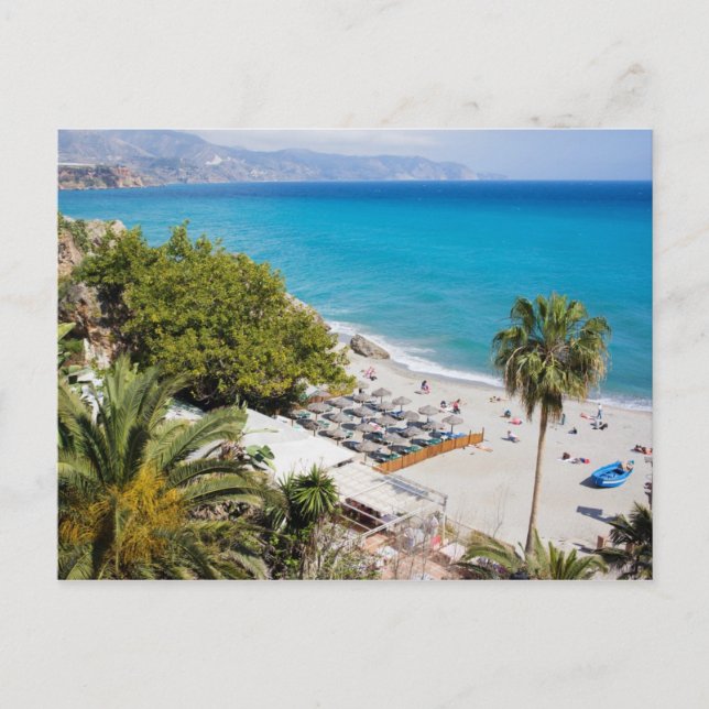 Beach and Sea in Nerja Postcard (Front)