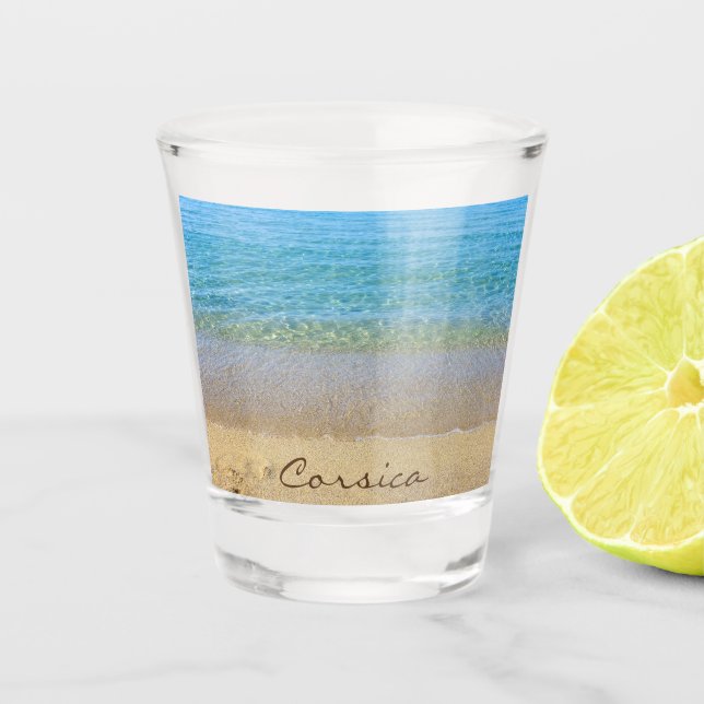 Beach and Sea of Corsica Shot Glass (Front)