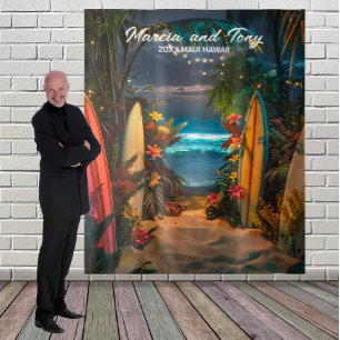 Beach and Surfboards Hanging Backdrop  Tapestry