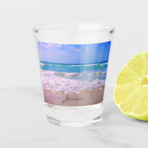 Beach and the Beautiful Sea Personalised Name Shot Glass