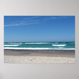 Beach and waves poster