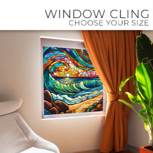 Beach and waves Stained glass art