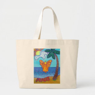 Beach Angel Peace and Joy Art Tote Bags