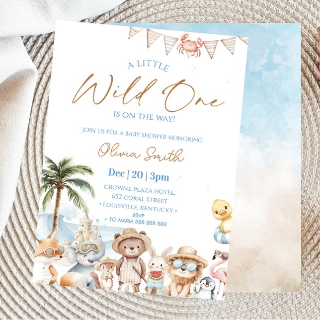Beach Animals Summer Baby shower Invitation (Creator Uploaded)
