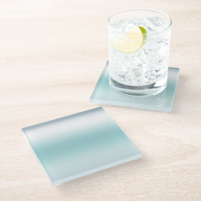 Beach Aqua Blue Ombre       Glass Coaster (Angled)