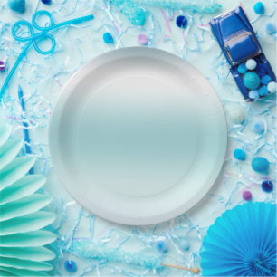 Beach Aqua Blue Ombre Paper Plate