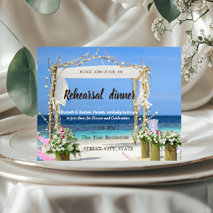 Beach Arbor Floral Wedding Rehearsal Dinner Invitation