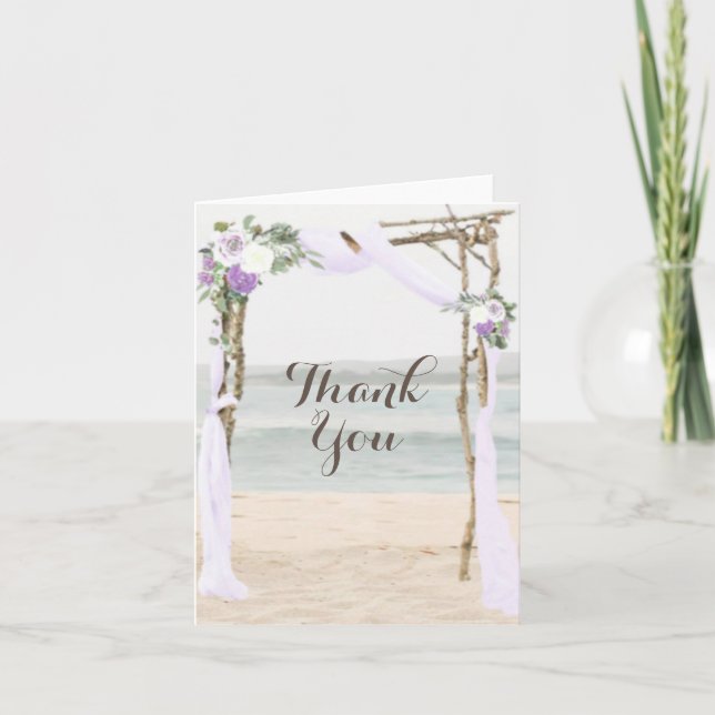 Beach Arbor Lavender Wedding Thank You Card (Front)