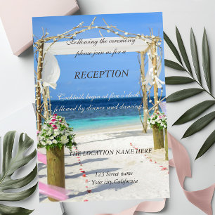 Beach Arbor  Wedding Floral  Reception Invitation