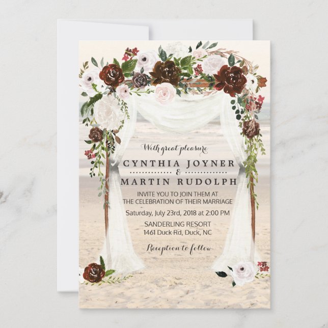 Beach Arbor Wedding Invitation (Front)