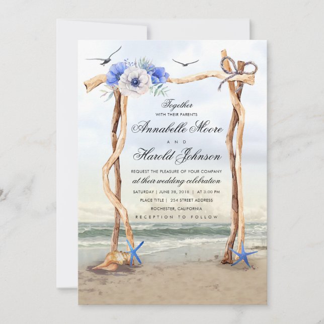 Beach Arbor Wedding Invitations (Front)