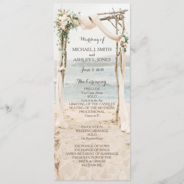 Beach Arbor Wedding Program Programme (Front)