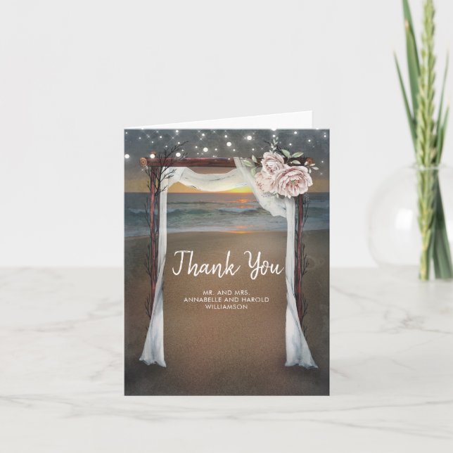 Beach Arbor Wedding Thank You Card (Front)