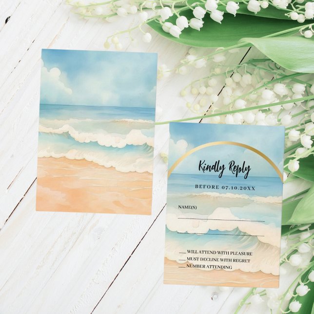 Beach arch wedding response RSVP Card (Creator Uploaded)