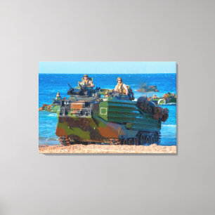 BEACH ARMOR - Assault Amphibious Vehicle 24x36 Canvas Print