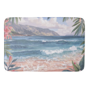 Beach Art Flowers Hawaii Bath Mat