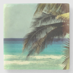 beach art stone coaster tropical ocean scene
