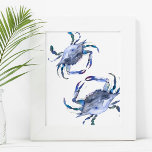 Beach Art Watercolor Coastal Blue Crab Poster<br><div class="desc">Bring a splash of coastal charm to your beach house bedroom, living room, or guest space with this stunning watercolor crab painting. Featuring a replica of my original hand-painted blue crab, this wall art captures the spirit of the sea—making it a perfect addition to any beach house or coastal-inspired room....</div>