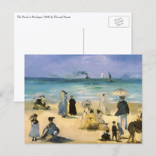 Beach at Boulogne by Edouard Manet, Vintage Art Postcard